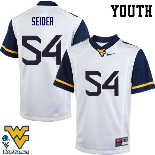 NCAA Youth JaHShaun Seider West Virginia Mountaineers White #54 Nike Stitched Football College Authentic Jersey OC23E80WR